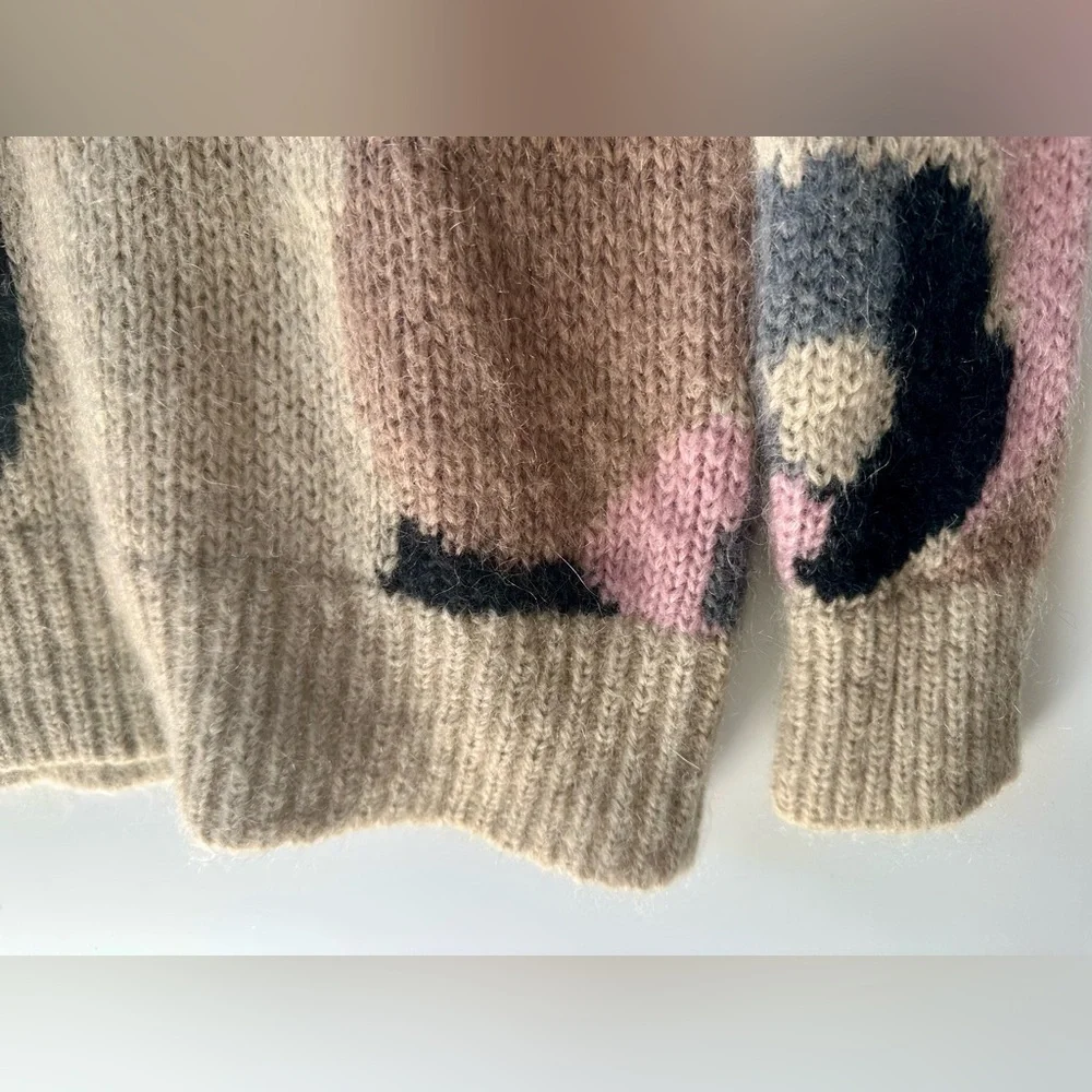 EUC Kate Spade Mohair blend Deco Rose Long Sweater, XS